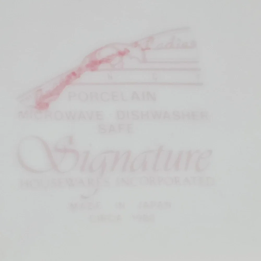 Vintage Signature Radiance Porcelain Butter Dish Pink Blue Floral Japan 80s